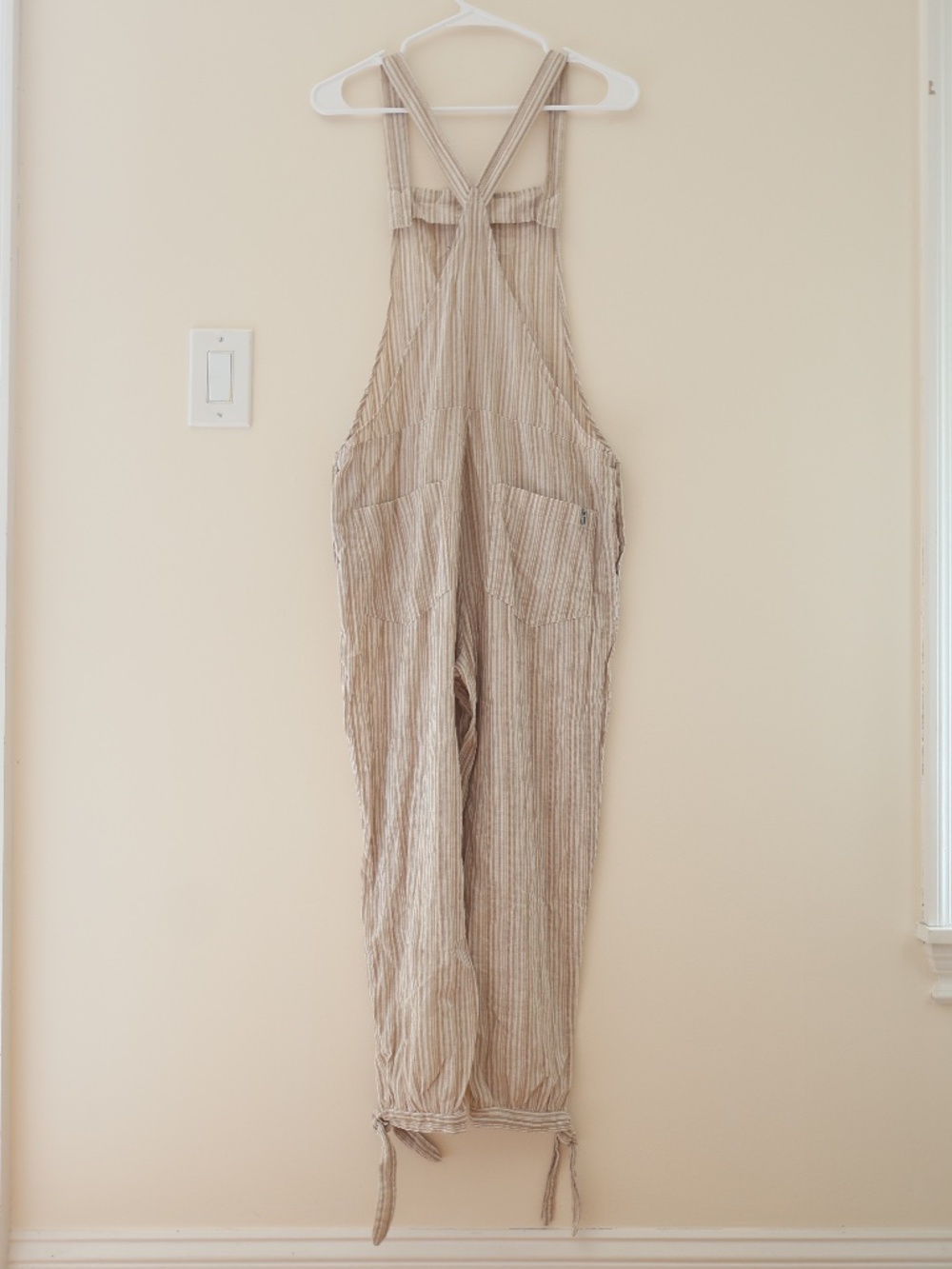 Lulus Rhythm Bahamas Cotton Striped Jumpsuit Overalls M Boho Granola Retro Gorp - Picture 2 of 9